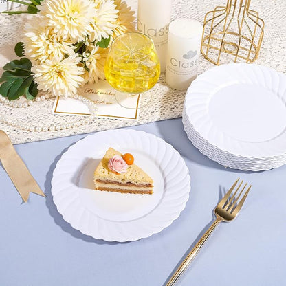 U-QE 100 Count White Plastic Plates - Image 8