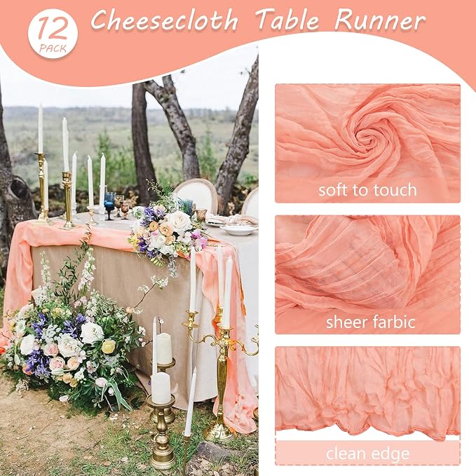 12 Pack 10Ft Cheesecloth Boho Gauze Table Runner - Image 4