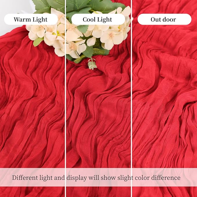 6 Pack Red Cheesecloth Table Runner, 17 x 108 Inch, Gauze Cheese Cloth Table - Image 6