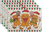 Gingerbread Man Christmas Placemats Set of 4 Candy Cane Xmas Seasonal Holiday Linen Table Mats Red Green Orange Winter Washable Place Mats for Party Kitchen Dining Outdoor Indoor Decor