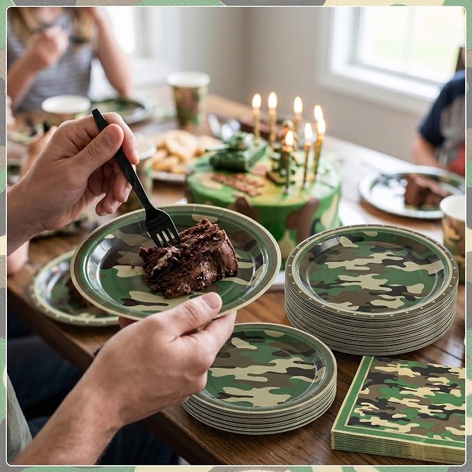 100 Pcs Disposable Camouflage Party Tableware Set - Image 3
