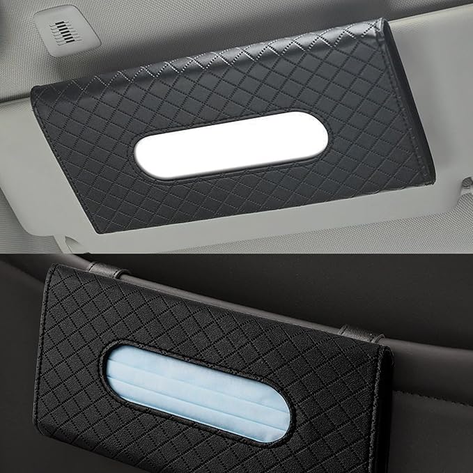 Car Sun Visor Tissue Holder, Car Napkin Holder, Premium PU Leather, Mask Holder - Image 6