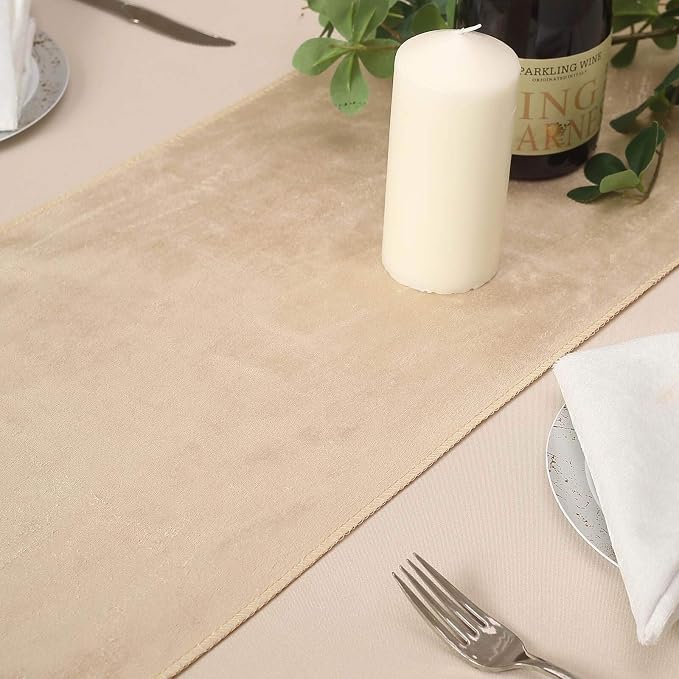 10 pcs 12x108-Inch Champagne Premium Velvet Table Runners Wedding Reception - Image 7