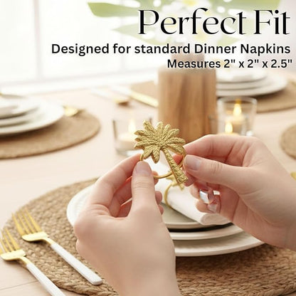 Napkin Ring Set of 12, Fall Thanksgiving Christmas Napkin Rings, Festival Metal Napkin Rings Holders, Napkin Ring Bulk for Wedding, Party, Elegant Table Settings Gift Ideas (Gold) - ALPHA Living HOME