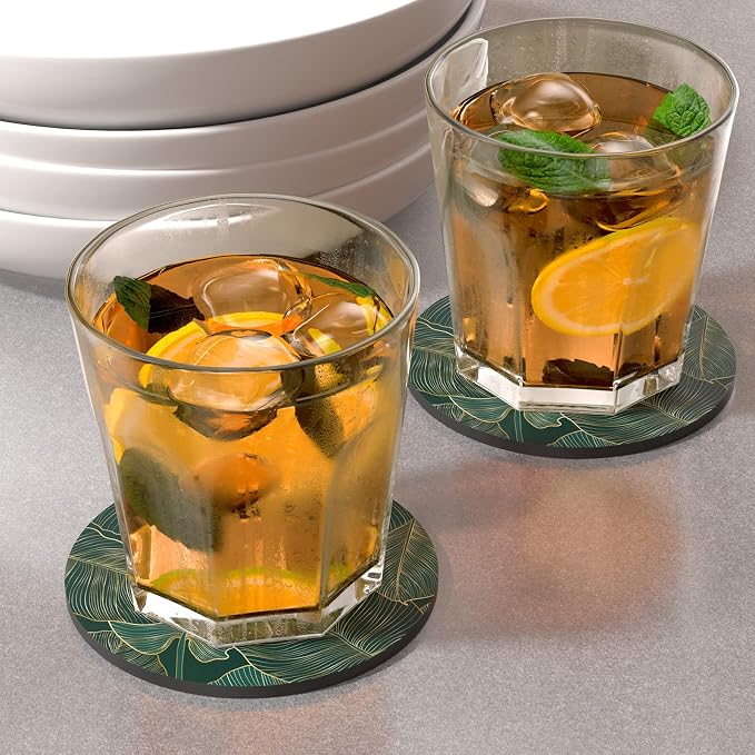 Coasters for Drinks, Kitchen Home Decor Housewarming Gift, Round 4 in - Image 2