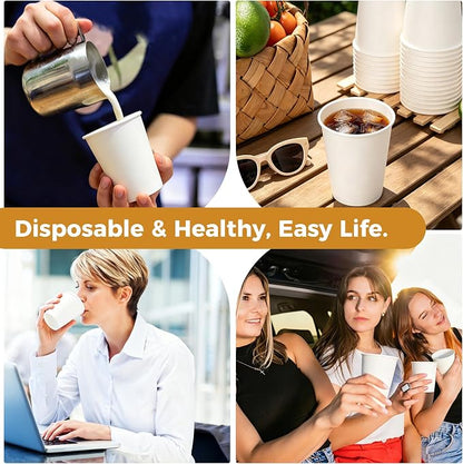 300 Pack 8 oz Paper Cups, Disposable White Hot and Cold Coffee Cups | Water - Image 8