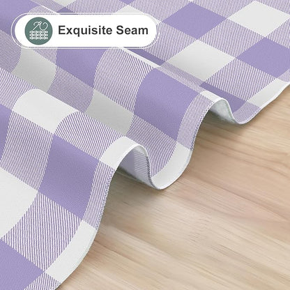 misaya Square Waterproof Vinyl Table Cloth, Buffalo Flannel Backed Tablecloth, Wipeable Plastic Table Cover for Christmas (60" x 60", Lavender and White)