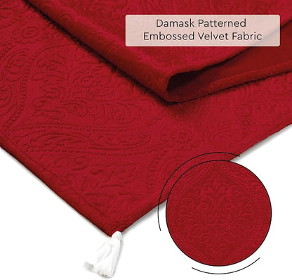 Encasa XO Table Runner, Embossed Velvet, Elegant 13"x72" | Red, 175 GSM - Image 5