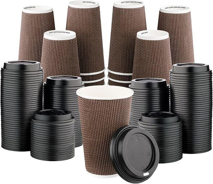 Harvest Pack 16 oz Disposable Coffee Cups, Insulated Ripple Double-Walled Paper by HarvestPackGOURMETSHOWCASE
