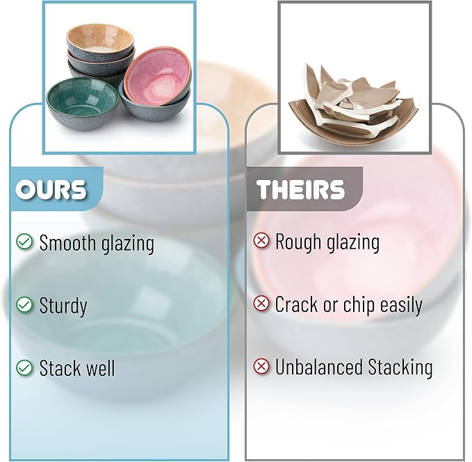 Brew To A Tea BTaT- Ceramic Dipping Bowls, 3.5 oz, 3.5 Inches, Soy Sauce Dish - Image 5
