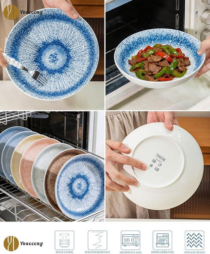 Yeacccng Pasta Bowls Set of 6, 8.7 Inch 39 Oz Colorful Reactive Glaze Ceramic - Image 2