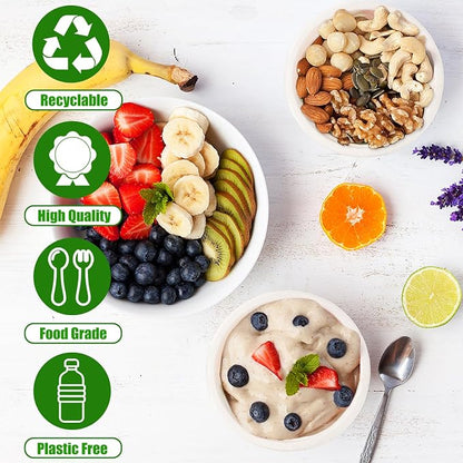 Tiaiidi 200 PACK White Paper Bowls, 8 oz Compostable Disposable Bagasse Bowls - Image 5