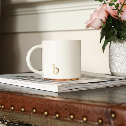 COLLECTIVE HOME Ceramic Coffee Mug, 15 oz Monogram Cup - Image 3