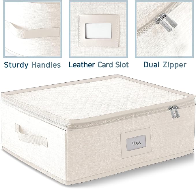 Fine China Storage Containers, 5 Piece Quilted Dish Storage Containers - Image 5