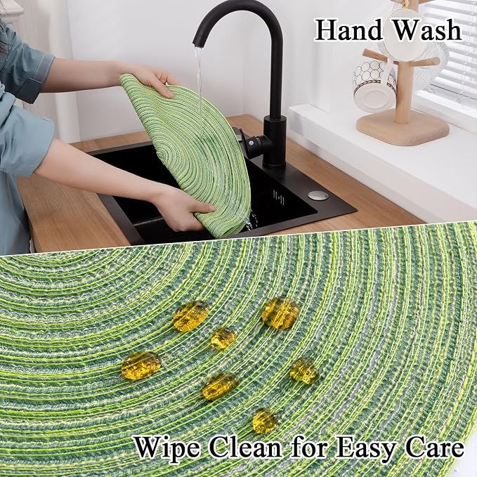 SHACOS Round Placemats Set of 8 Washable 15 inch Round Table Mats Braided Non - Image 8