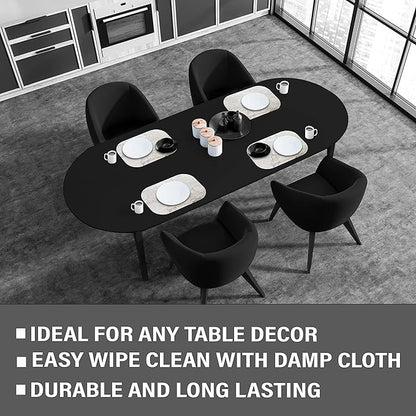 Dainty Home Silver Marble Oval Cork Placemats - Heat Resistant Placemats, Non-Slip, Easy Clean Placemats for Elegant Dining - 12"x18" Set of 2 - Perfect for Stylish, Modern Homes