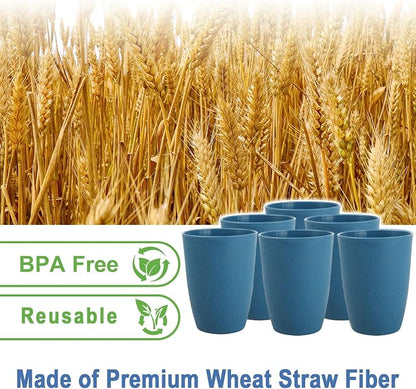 Wheat Straw Cups Set of 6, Plastic Drinking Glasses 12 OZ, Alternative to - Image 3