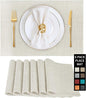 Beige Cloth Placemats Set of 6 - Washable Dining Table Mats Cloth Place Mats for Kitchen Place Mats Rectangle Farmhouse Fall Placemats for Indoors & Outdoors, Easy to Clean 12 x 18 Inch