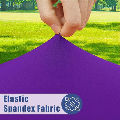 Spandex 4 Foot Rectangle Table Cloth 2 Pack, Elastic Fitted Tablecloths for Picnic, Stretch Washable Patio Table Cover for Outdoor, Camping, Banquet and Parties (Purple, 30"x48")