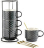Gomakren Coffee Mugs Set of 4, 13oz Stackable Coffee Cup by Gomakren