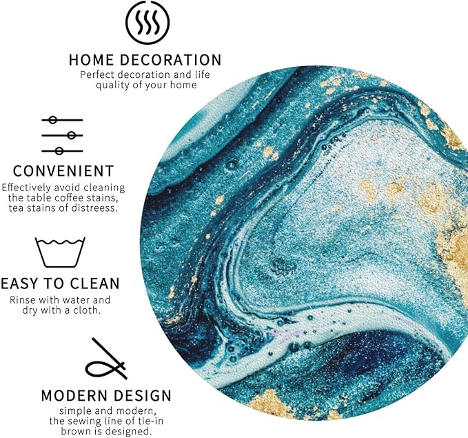 Ocean Gold Blue Marble Coasters Set of 6 Coasters - Image 4