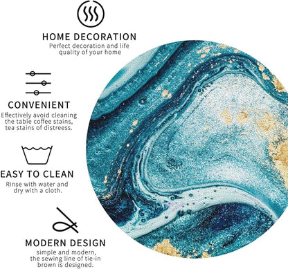 Ocean Gold Blue Marble Coasters Set of 6 Coasters - Image 4
