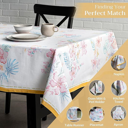 Maison d' Hermine Table Cloth Rectangle Table 100% Cotton 60 x 108 Inches Tablecloth Reusable Decorative for Dining Room Farmhouse Home Valentines Day Decorations Spring Summer - Paradise Island