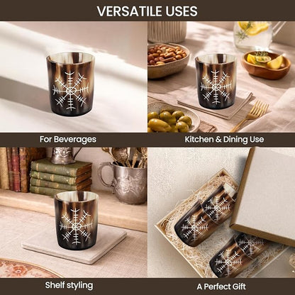 Handicrafts Home Viking Horn Shot Glasses Set of 4, Handmade Natural Ox Horn - Image 4