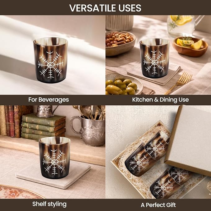 Handicrafts Home Viking Horn Shot Glasses Set of 12, Rustic Viking Drinkware - Image 4