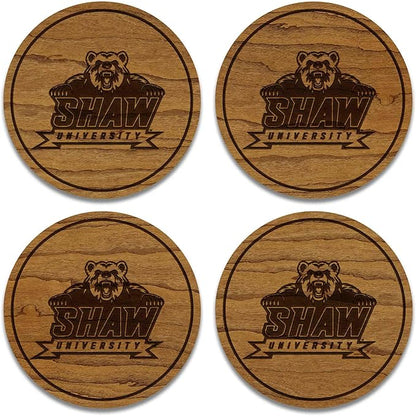 LazerEdge Shaw Bears Wooden Coaster Set - Cherry Wood - Officially Licensed Product - 4-Pack