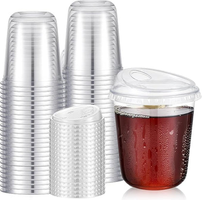 Ziliny 50 Sets Clear Plastic Coffee Cups by Ziliny