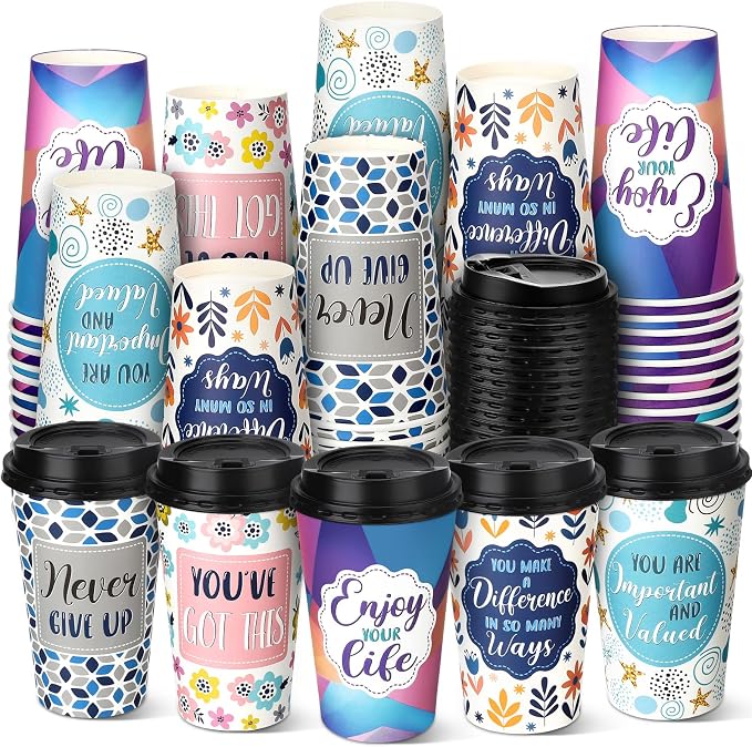 100 Pack 16 oz Disposable Coffee Cups by Ovveroche