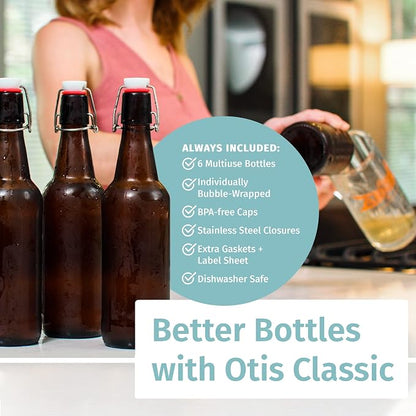 Otis Classic Swing Top Glass Bottles, Ceramic Cap, 16 oz | Clear Bottle - Image 6