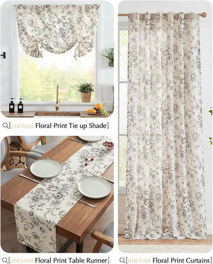 jinchan Black Floral Linen Table Runner 13 x 72 Inch Rustic | Vintage floral - Image 8