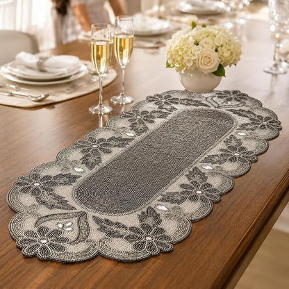 Handmade Beaded Table Runner 13 x 36 Inch, Decorative Dining Table Accent - Image 3