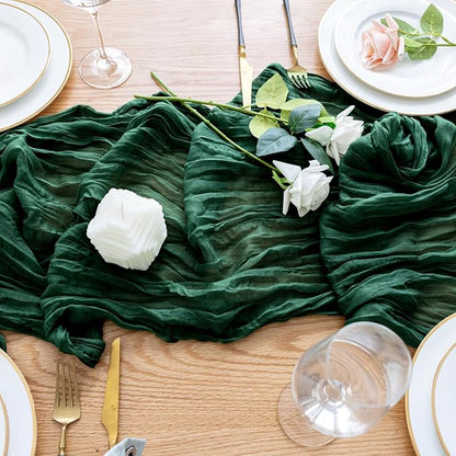 Cheesecloth Table Runner Emerald Green 10FT Boho GauzeRunner - Image 5
