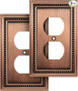 Henne Bery Sunken Pearls Heavy Duty Decorative Wall Plate Switch Plate Outlet Cover (Single Duplex, 2 Pack, Antique Copper)