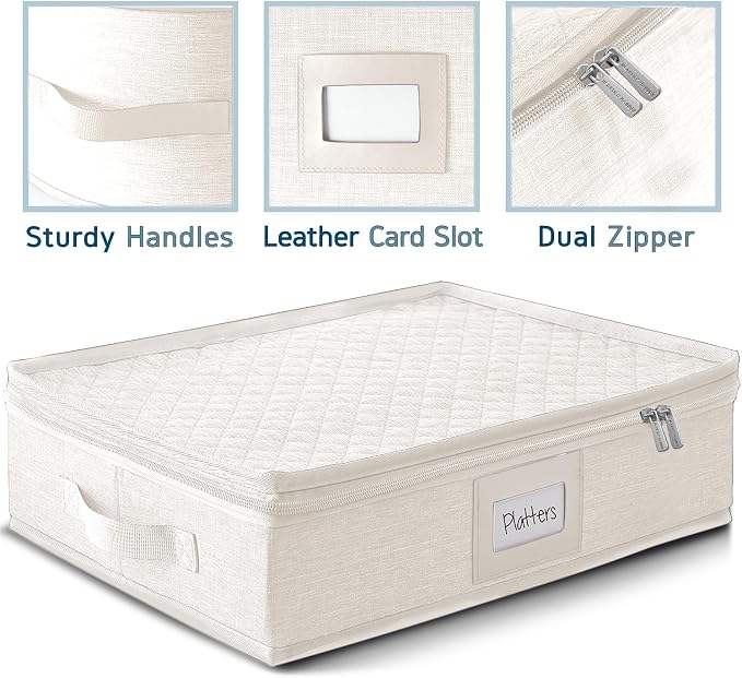 Platter Storage Case – Fine China Storage Containers Hard Shell, Quilted and - Image 3