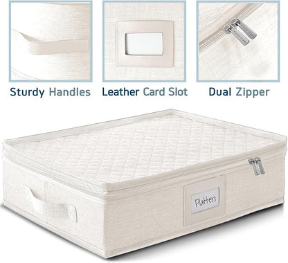 Platter Storage Case – Fine China Storage Containers Hard Shell, Quilted and - Image 3