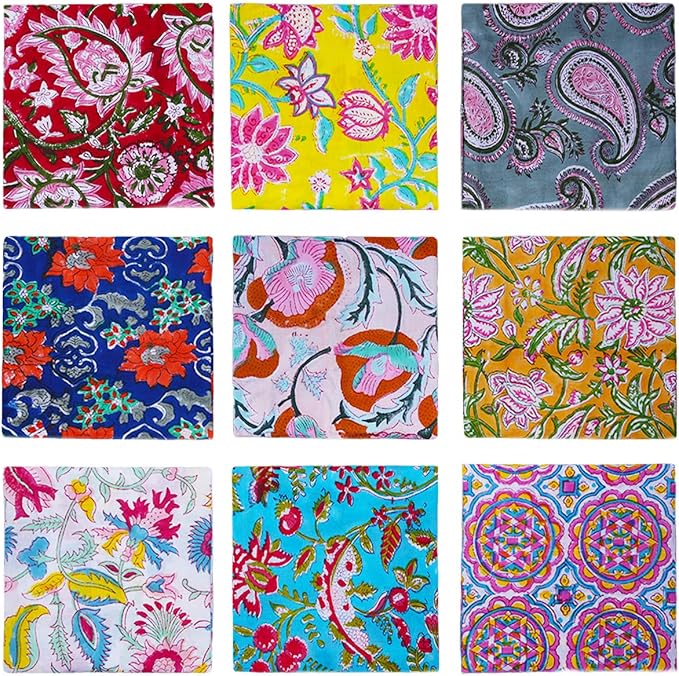 DIYANAIMPEX 10 Pc Cotton Cloth Napkins Hand Block Print Hand Made Size 16x16 - Image 7