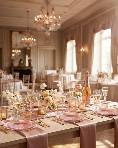 350 Pcs Burgundy Gold Plates for Party | Burgundy Plates Set for 50 Guests - Image 9
