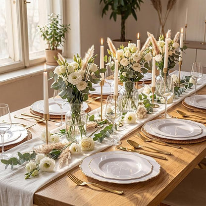 60pcs White and Gold Plastic Plates - Image 6