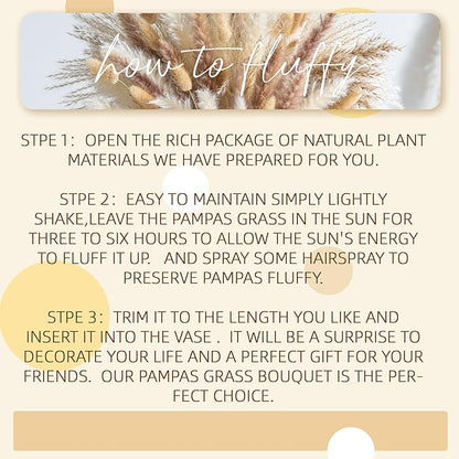 150PCS Natural Pampas Grass Bouquet |Mix Dried Flowers Bouquet for Wedding Decor Boho Decor Home Table Decor Desk Decor, Rustic Farmhouse