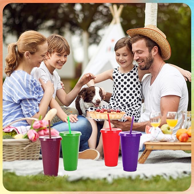 Honeydak 100 Pack Tumbler with Straw and Lid Bulk Glitter Plastic Cups Water - Image 6