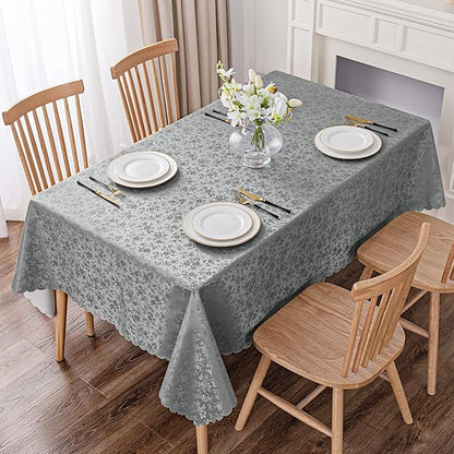 Smiry Rectangle Table Cloth, Waterproof Heavy Duty Vinyl Tablecloths, Wipeable Washable Table Cover for Kitchen and Dining Room (Grey, 60" X 140")