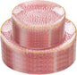 Rubtlamp 60Pcs Pink Plastic Plates, Hammered Gold Plates Include 30Pink Plastic by Rubtlamp