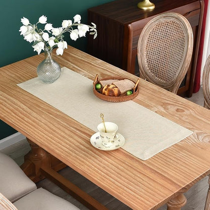 NEWISHER Farmhouse Rustic Table Runner Solid Beige Rectangular Table Runners by Newisher