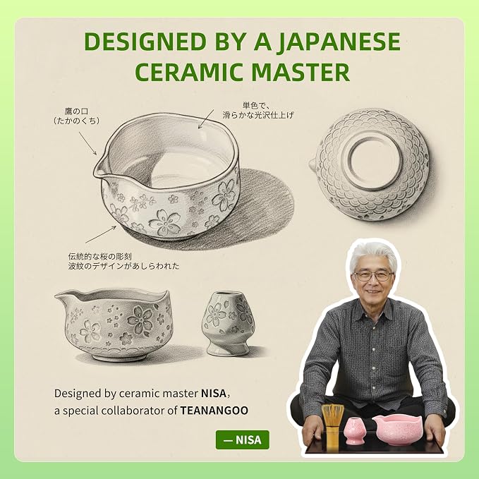 TEANAGOO 7-PCS Pink Matcha Whisk Set - Image 2