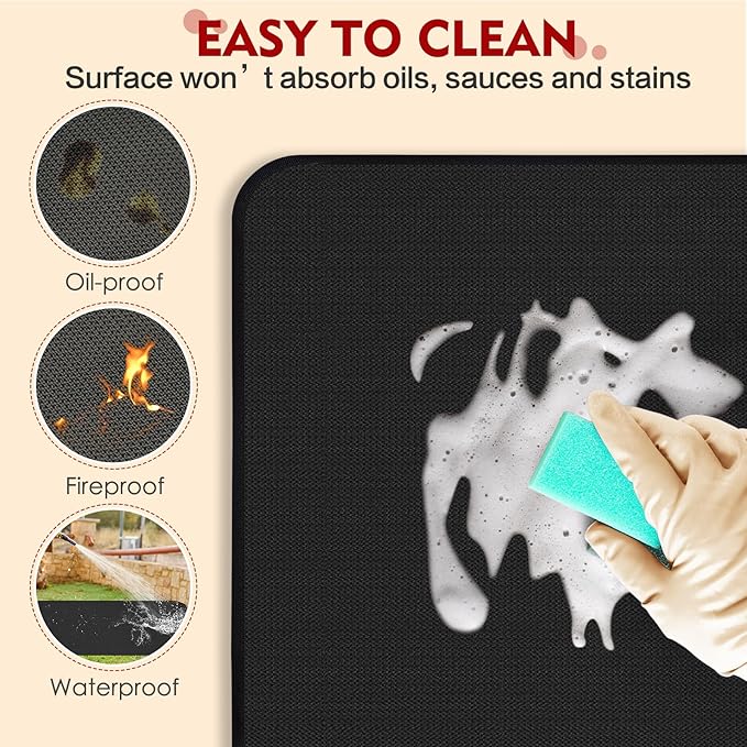 Heat Resistant Mats for Countertop,15x18 in Silicone Heat Resistant Mat for Air Fryer, Fireproof Pad for Coffee Maker,Toaster, Oven, Kitchen Countertop Protector Compatible with Ninja,COSORI, 1PCS