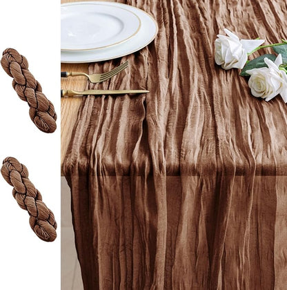 Cheesecloth Table Runner 10FT 2Pcs Brown Boho Gauze Rustic Sheer Runners | by Xiomot